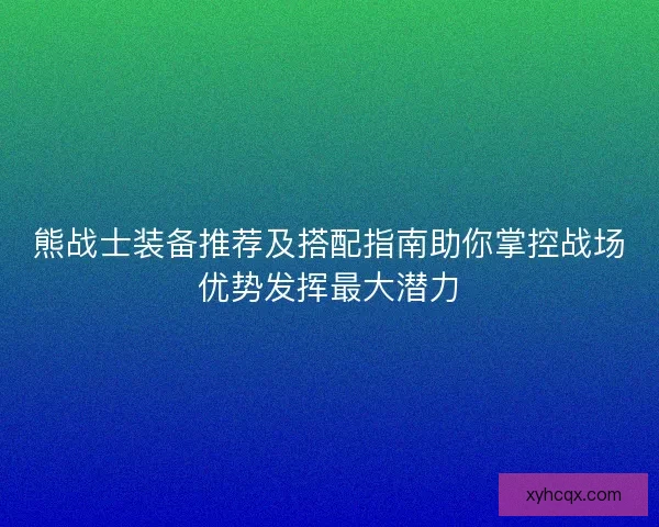 熊战士装备推荐及搭配指南助你掌控战场优势发挥最大潜力