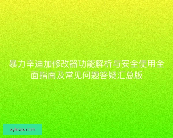 暴力辛迪加修改器功能解析与安全使用全面指南及常见问题答疑汇总版