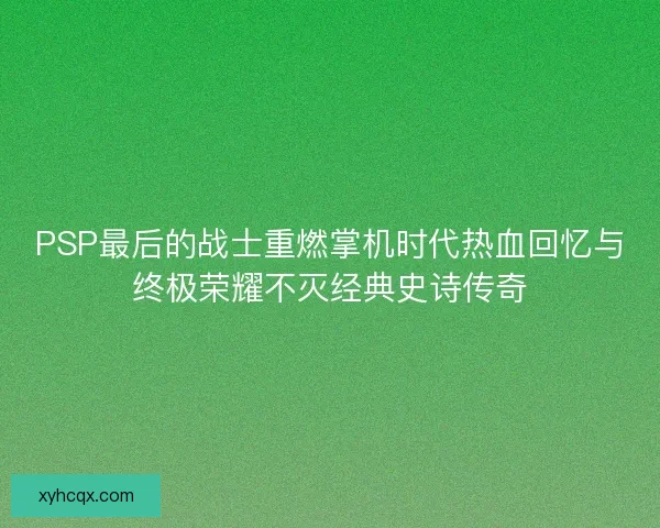 PSP最后的战士重燃掌机时代热血回忆与终极荣耀不灭经典史诗传奇 PSP最后的战士重燃掌机时代热血回忆与终极荣耀不灭经典史诗传奇
